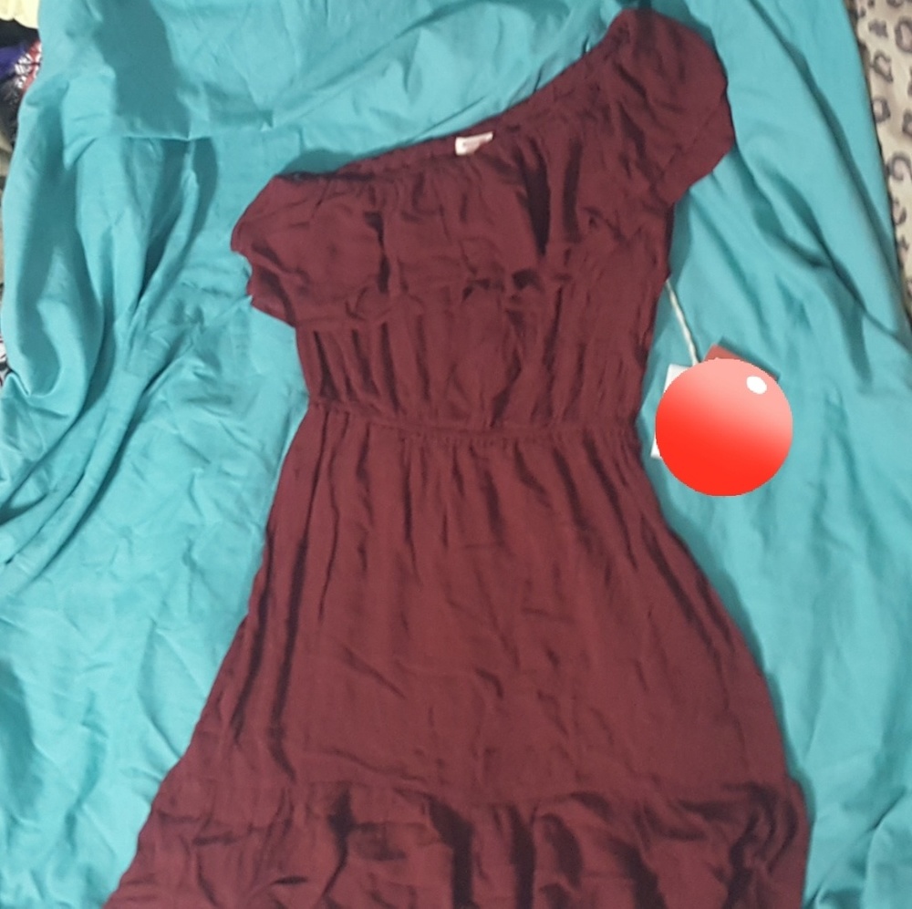 NWOT Maroon One Shoulder Dress